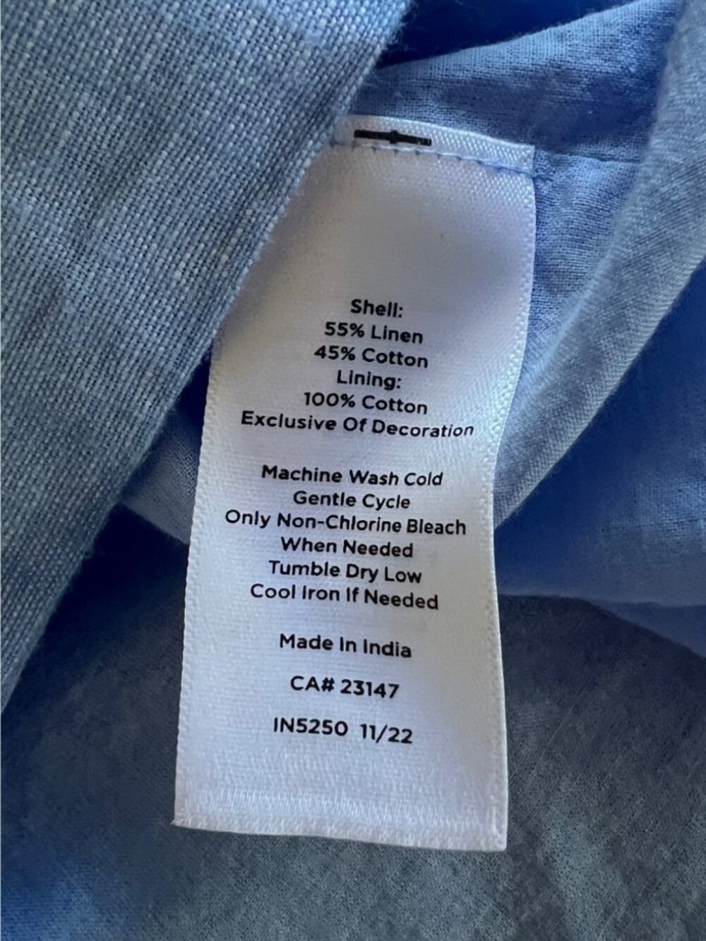 Talbots Embroidered Embroidered Butterfly Linen Shift Dress Blue Knee Length 12 - Picture 8 of 11